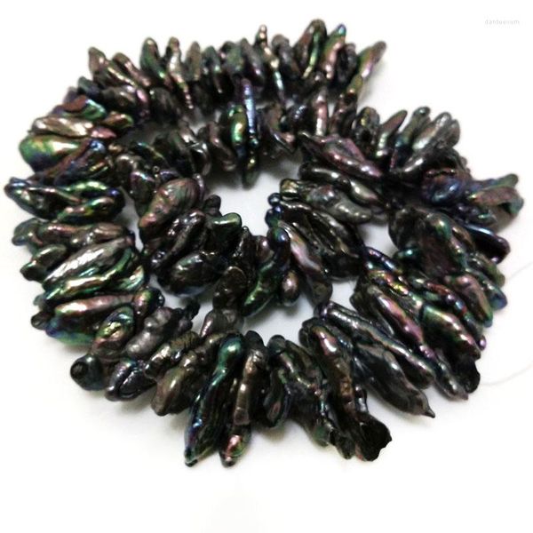 Catene 16 pollici 20-30 mm centro nero forato grande piatto barocco keshi perla filo sciolto