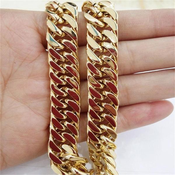 Ketten 6/8/10/12/14 mm Verkauf 316L Edelstahl Goldfarbe Curb Cuban Chain Herren Halskette oder Armband ModeschmuckKetten