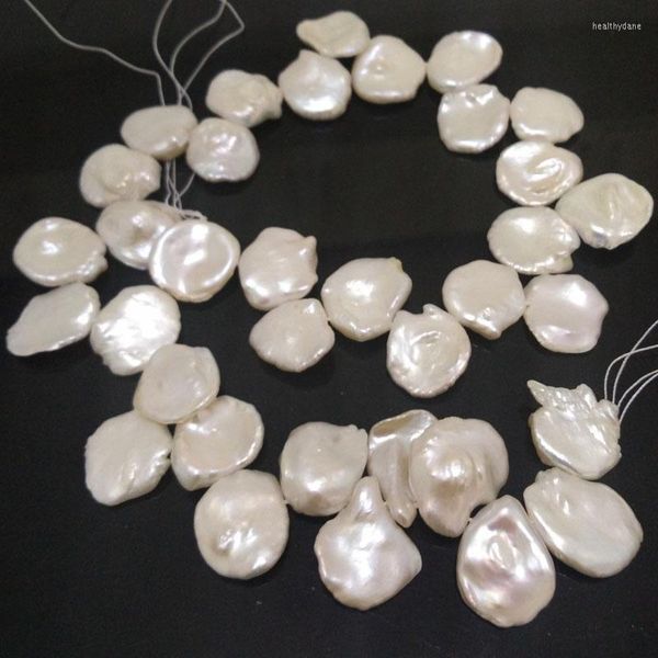 Catene da 16 pollici 12-18 mm con foro laterale perla Keishi bianca naturale barocca filo sciolto