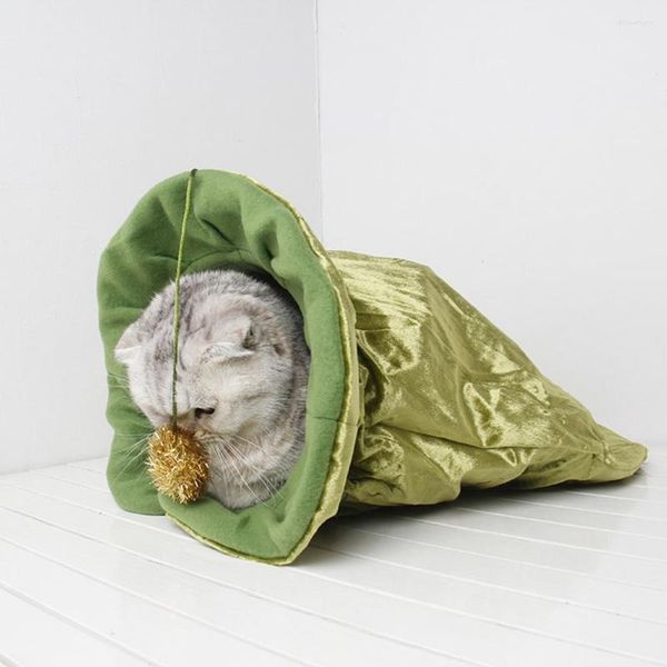 Cucce per gatti Confortevole borsa morbida per animali domestici Kit termico squisito Stile di design Gattino Caldo per accessori per dormire a casa Tappetini