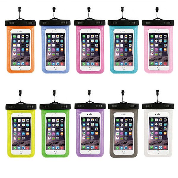 Custodia impermeabile per telefono in 10 colori con borsa impermeabile trasparente in PVC con cordino