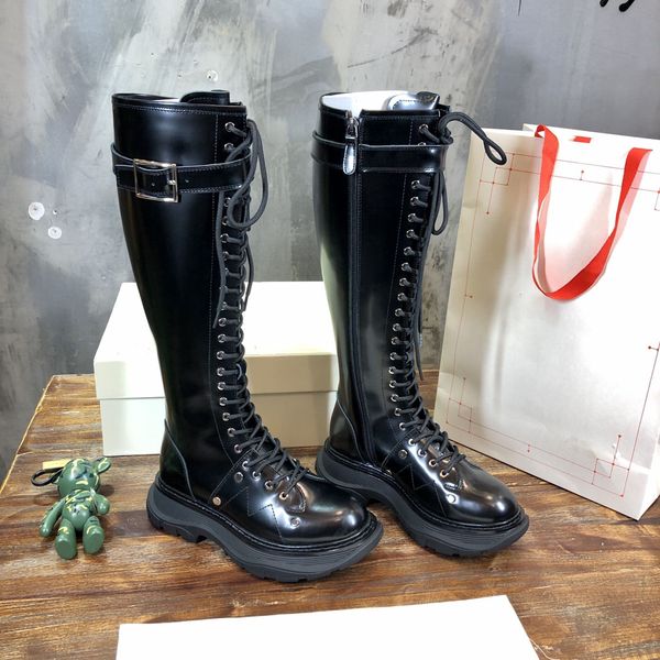 Дизайнерские сапоги на ступеньках Knights Boots Кожа кожа кружевные сапоги