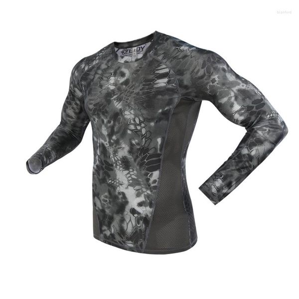 Herren-T-Shirts Esdy 2023 Outdoor Python Schnelltrocknen Langarmelastische elastische schlanke taktische militärische Dschungelwilde Wildsoldatgrafik für Männer