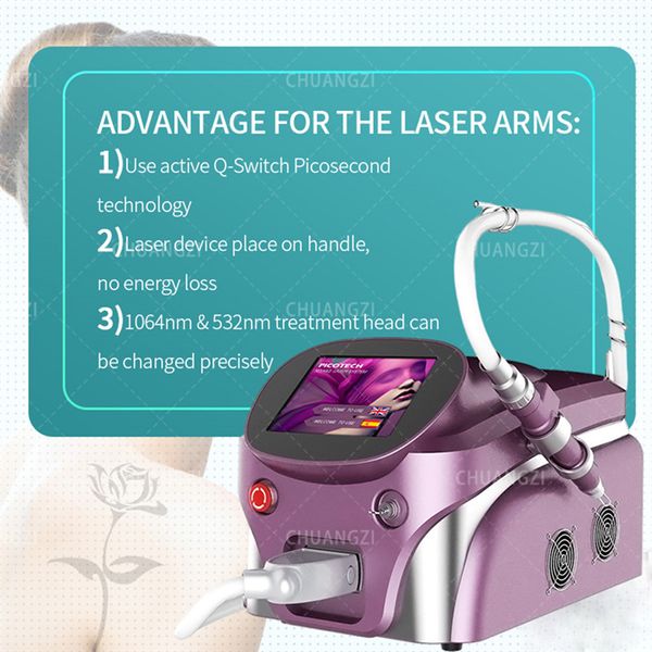Lasermaschine Laser-Q-Schalter La-ser-Tätowierungsentfernungsmaschine 1064 nm 532 nm Pikosekundenmaschinen Pigmententfernung Salonausrüstung MACHINE ENTFERNUNG tatoo