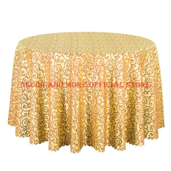 Tischdecke 10 stücke Top Qualität Jacquard Gold Leinen Platz Dekor Esszimmer Für El Party Hochzeit Runde Abdeckungen Großhandel