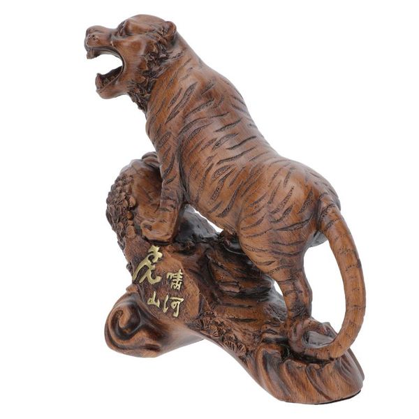 Figurine decorative Oggetti 1Pc Resin Tiger Decor Imitazione Ornamento in legno di sandalo Figurine realistiche