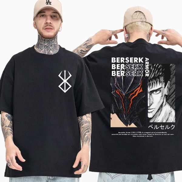 Camisetas masculinas Anime Berserk Guts T-shirt Manga Swordsman Gatsu Sacrifício Zodd Circha