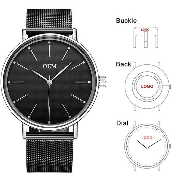 Armbanduhren CL053 Benutzerdefinierte Logo-Text-Uhren Perosnalisiert Entwerfen Sie Ihre eigene Herrenuhr mit Druck als Geburtstagsgeschenk