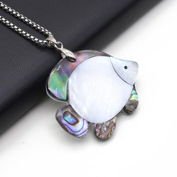 Catene Ciondolo con collana di conchiglie bianche di abalone naturale Ciondolo a forma di pesce di cartone animato Ciondoli squisiti per gioielli che fanno accessori di moda fai da te