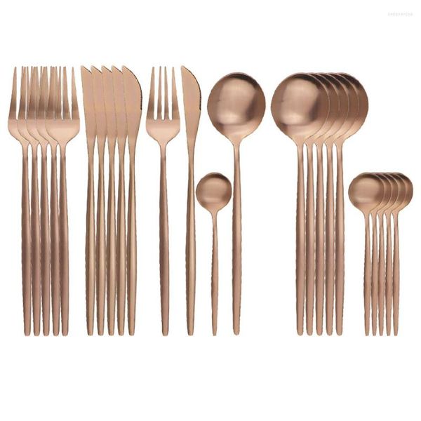 Set di stoviglie 24 pezzi / set Set in acciaio inossidabile Posate rosa Coltelli Forchetta Cucchiaini da caffè Stoviglie per la tavola Cucina di casa