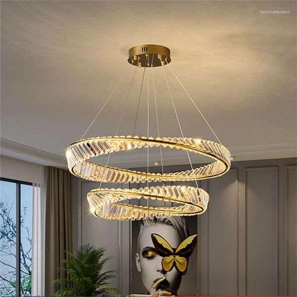 Lâmpadas pendentes modernas Luz de luxo de luxo Cristal lustre atmosférico simples quarto de jantar lâmpada