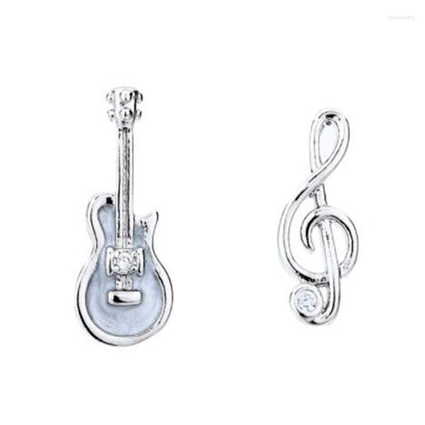 Ohrstecker Mode Ästhetische Schwarz-Weiß-Violine Niedliche Note Punk Frauen Kristall Asymmetrische Accessoires Für Schmuck