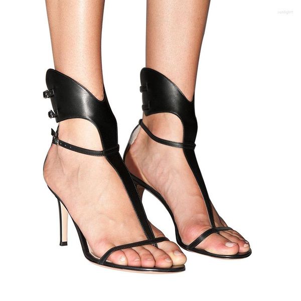 Scarpe eleganti 2023 pompe da donna estate fibbia nera vera pelle clip sexy tacchi alti tacchi sandali da donna stiletto sandalies