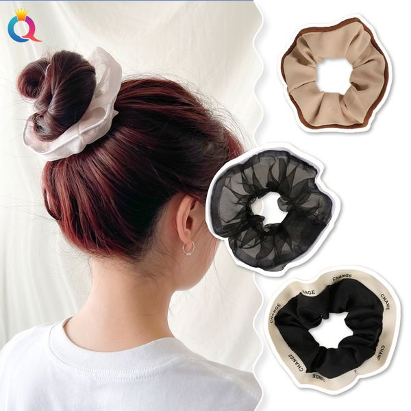 Scrunchies de cetim de tamanho grande Ribbon elástico laços mulheres meninas meninas grandes faixas de cabelos de seda rabo de cavalo Banda de borracha acessórios de cabelo 1864