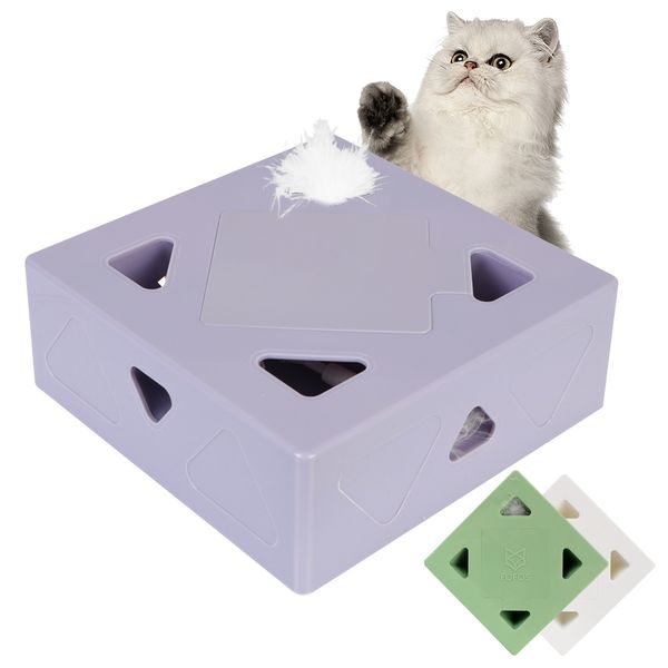 Cat Toys Interactive Sqaure Magic Box Automatic Feather Teasing Stick Gioco Electric Selfplay Esercizio per 230309