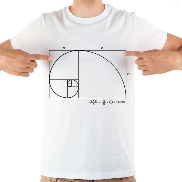 T-shirt da uomo Fibonacci Rapporto aureo Divertente matematica Geek Camicia Uomo Estate Bianco Casual manica corta Unisex Nerd Streetwear Tshirt