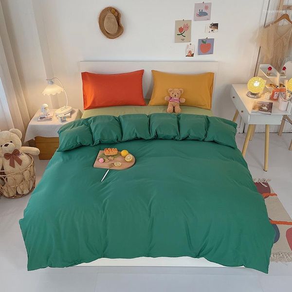 Bedding sets Home Textile Conjunto Colorido Tampa de Duveta Colorido Coloque Sólido Quilt Cilt Com Folha de Fronha montada