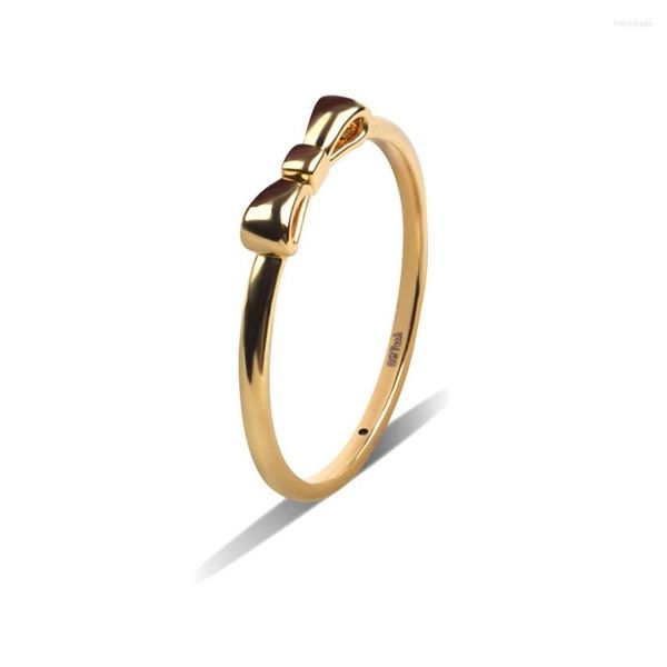 Cluster-Ringe ZHIXI Echter 18 Karat Gold Schmuck Ring Solide AU750 Bogen Design Für Frauen Feine Geschenke Anpassbare Größe R520