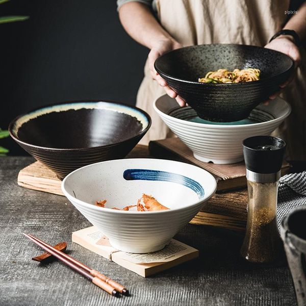 Tigelas tigelas chapéu japonês tigela de cerâmica criativa pintada à mão no estilo lamiano de macarrão lamiano buzina comercial de mesa de mesa