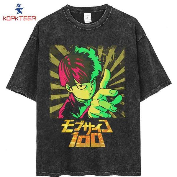 T-shirt da uomo Mob Psycho 100 T-shirt da uomo Anime Manga T-shirt per il tempo libero T-shirt girocollo manica corta in cotone Abbigliamento nuovo arrivo G230309