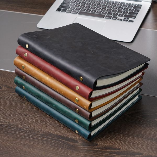 Блокноты aiguoniu подлинный кожаный ручной работы B5 Size Planner Vintage Unisex Thepbook с 9-луночным переплетчиком.