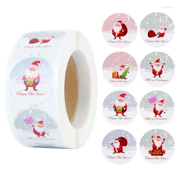 Confezione regalo 500 pezzi 2,5 cm Babbo Natale adesivo etichetta sigillo di alce di Natale per l'anno di Natale scatola di imballaggio decorazione etichetta adesiva