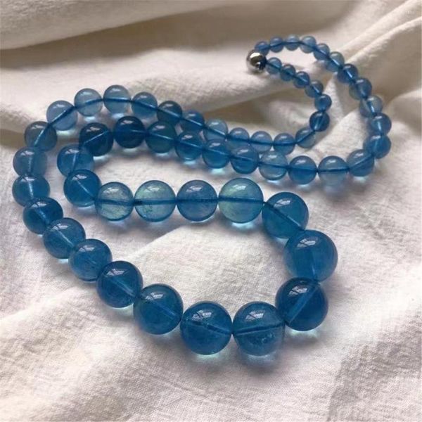 Ketten Top Natürliche Blaue Aquamarin Halskette Für Frau Dame Mann Liebe Geschenk Heilkristall Reiki Perlen Lange Schmuck 6-6-15mm