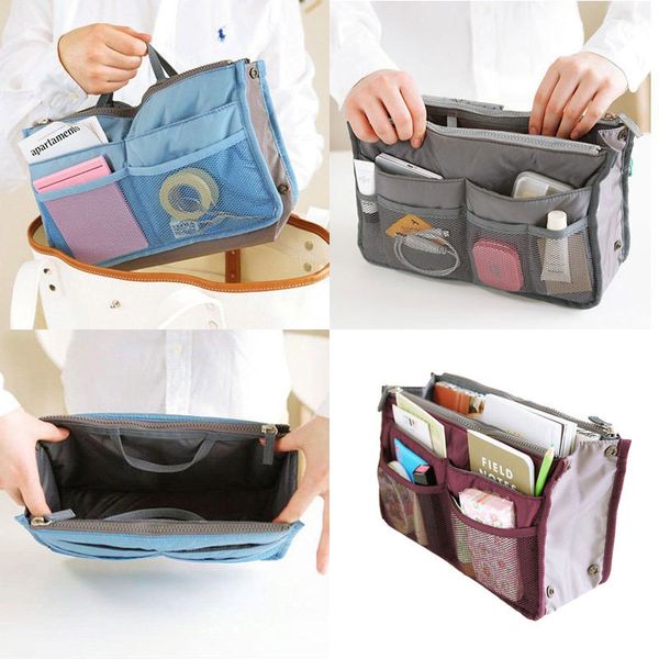 Nuova versione coreana della borsa con doppia cerniera, borsa portaoggetti in-bag, borsa da toilette multifunzionale portatile, borsa da viaggio