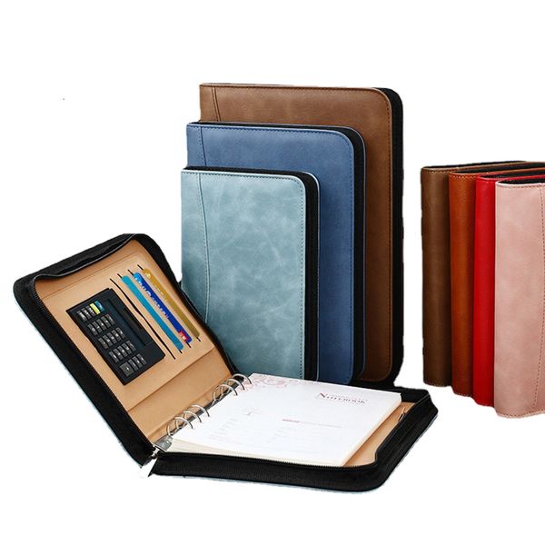 Not Defteri Padfolio Günlüğü Bağlayıcı Defter ve Dergi Hesap Makinesi A6 A5 Not Defteri Ofis Gündemi Planlayıcısı Sketchbook Ring Fermuar Not Kitabı 230309