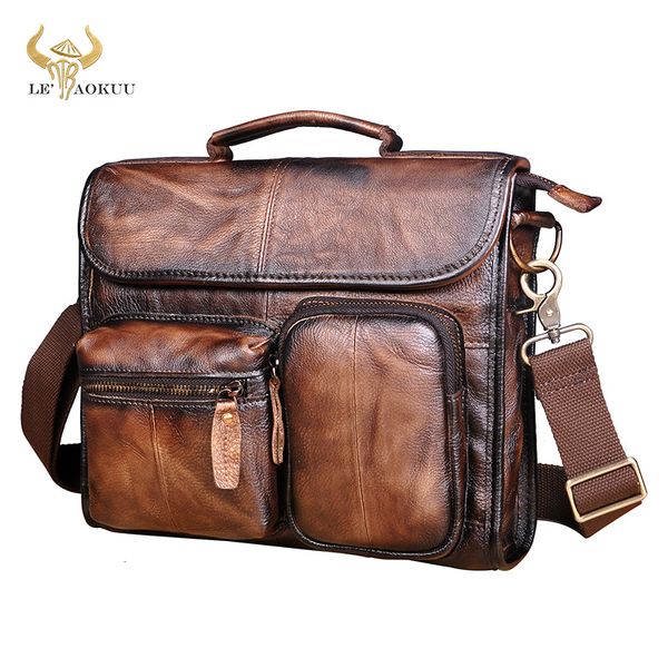 Borse da sera Original Leather Male Designer Casual Messenger Borsa a tracolla Fashion Tablet Mochila Satchel University School Book bag 202 230309