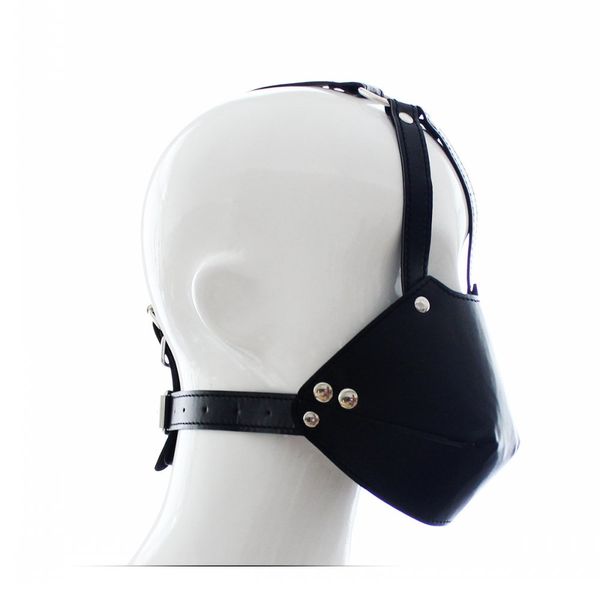 BDSM Bondage Harness Hood Mask con Hard Ball Mouth Plug Ball Gag per Fetish Restraint Game Adult Pleasure Sex Toys