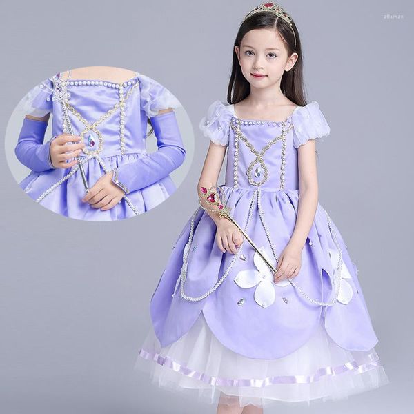 Desgaste do palco 2023 Sophia Princess Dress Dress Fils Halloween Girl Baby Cotton Skirt