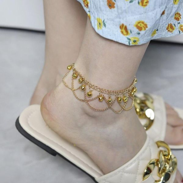 Tornozeleiras boho borla contas pulseiras de tornozeleiras femininas garotas de verão campainhas de sandálias descalça jóias de praia