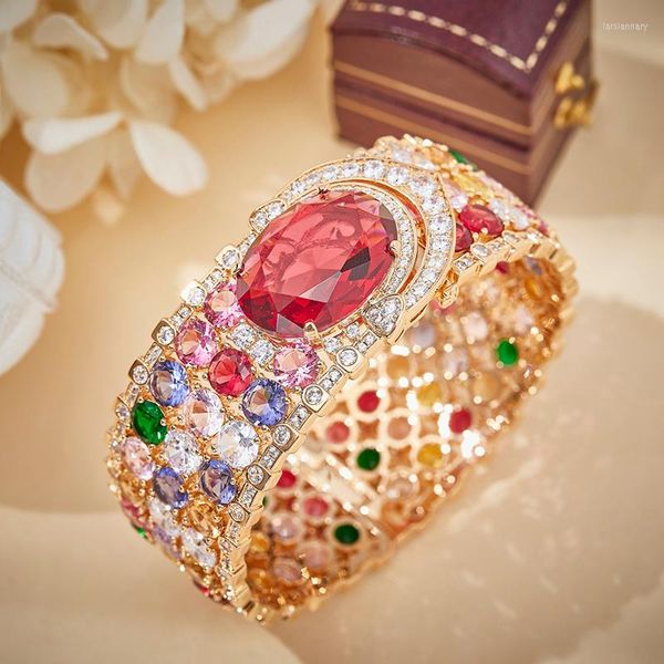 Braccialetto Gioielli di tendenza di alta qualità da donna Squisita pietra colorata Bracciale da sposa scintillante Accessori per anniversario di banchetto