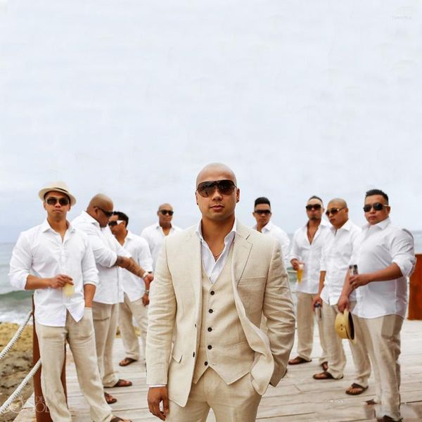 Мужские костюмы на заказ летом лето -пляж свадебный жених смокинг Slim Fit Man Man Blazers 3 штуки брюки брюки жидко