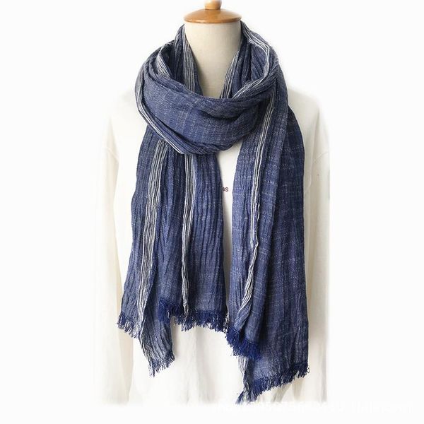 Schals Schals Baumwolle Leinen Männer Schal Herbst Winter Schwarz Navy Gestreiften Quaste Schal Wrap Mode Marke Bufandas Männlich Zubehör Schals YYNU