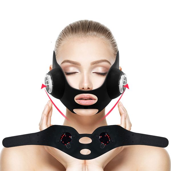 Massaggiatore per il viso EMS Sollevamento a microcorrente Maschera sollevamento Fasciatura Color Light V Modellatura Strumento di bellezza Silicone 230309