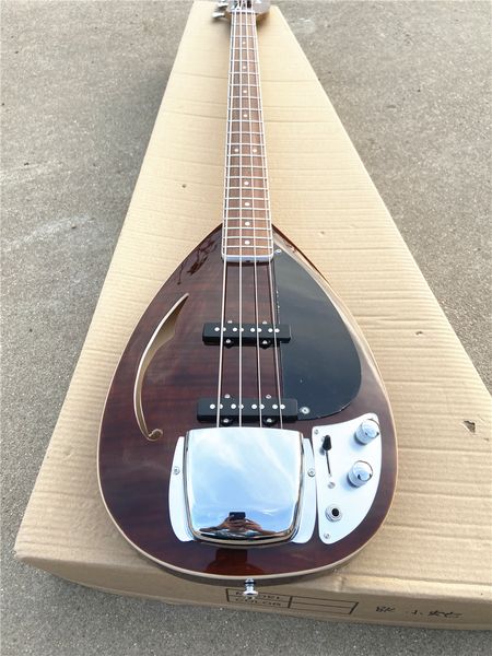 4-Saiter Tear Drop Vox Phantom E-Bass, Korpus aus Ahorn mit roter Flamme und verchromter Hardware