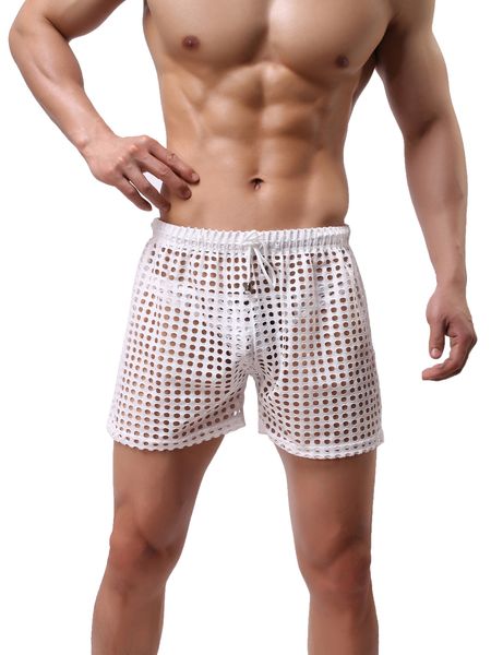Мужские шорты мужская сексуальная сетчатая сетка прозрачная дышащая простая цветная новинка боксеры.
