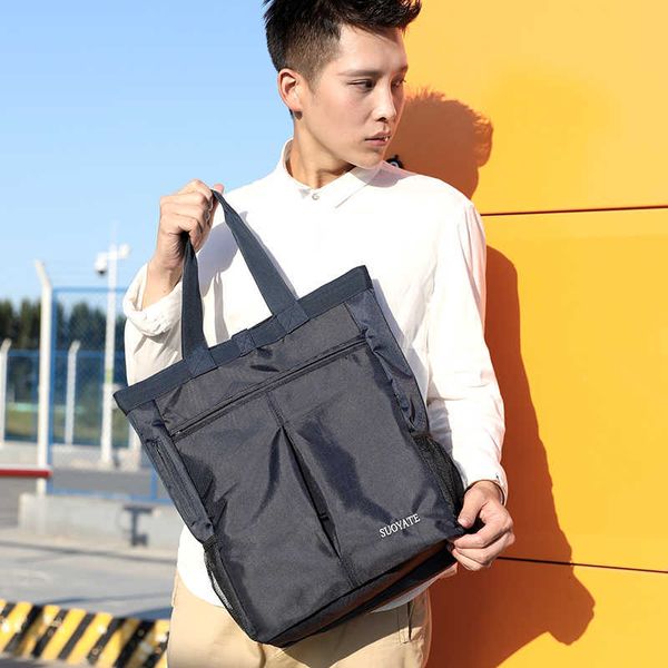 Borsone Borsa da uomo in nylon impermeabile Borsa a tracolla da uomo leggera di grande capacità Elegante casual Alta qualità Nero Bolso Hombre 230309