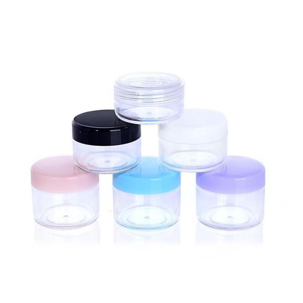 Bottiglie di imballaggio Contenitore per cera per campioni piccoli 7 colori Scatole di plastica per alimenti 10G / 15G / 20G Scatola per imballaggio cosmetico crema a fondo tondo D Dhzws