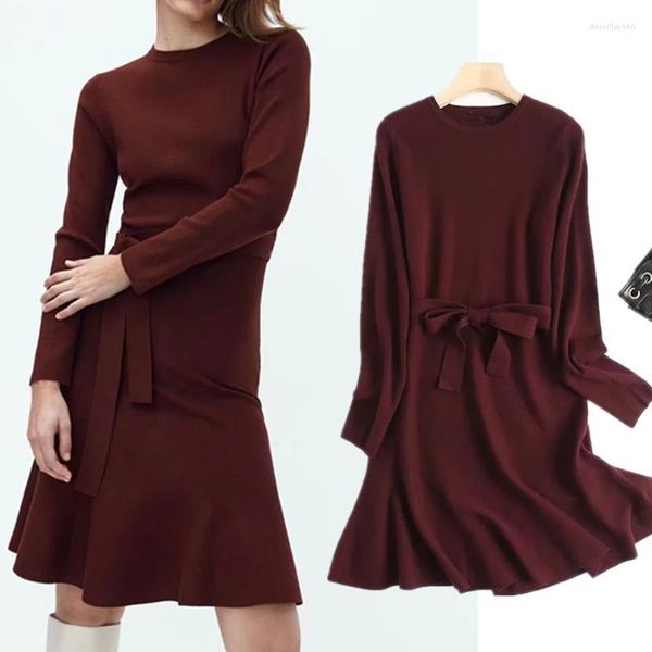 Casual Kleider Elmsk Einfache Winter Kleid Frauen Mode Moderne Mantel Vestidos England Stil Büro Dame Gestrickte Mini