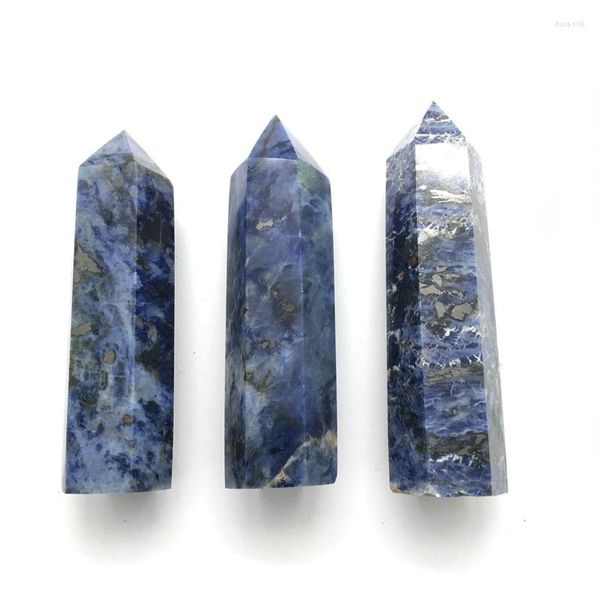 Dekorative Figuren Großhandel mit natürlichem blauem Sodalith-Kristall, Pfeil, Heilstab, Quarz-Säulenspitzen für Wohnaccessoires