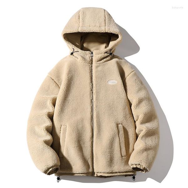 Giacche da uomo Plus Velluto Cappotto di lana di agnello Spessore invernale Uomo Felpa con cappuccio oversize Giacca imbottita calda e sciolta Coppia Parka Capispalla moda 4XL