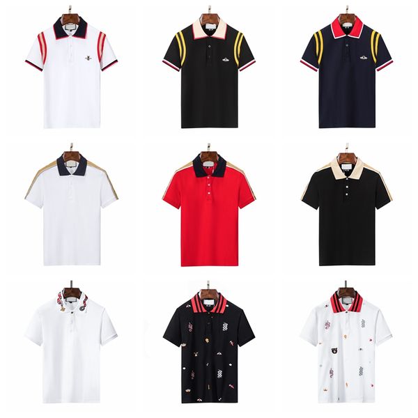 Erkek Polo Gömlekler tasarımcı T gömlek High Street Düz renk yaka polos Baskı En Kaliteli Cottom Giyim Tees Polos artı boyutu rozet dekorasyonu #SHOP7