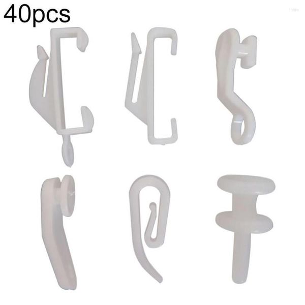 Ganci 40 pezzi finestra in plastica asta per tenda binario di scorrimento binario aliante ganci drappo pole runner loop gancio clip tende per la casa accessori