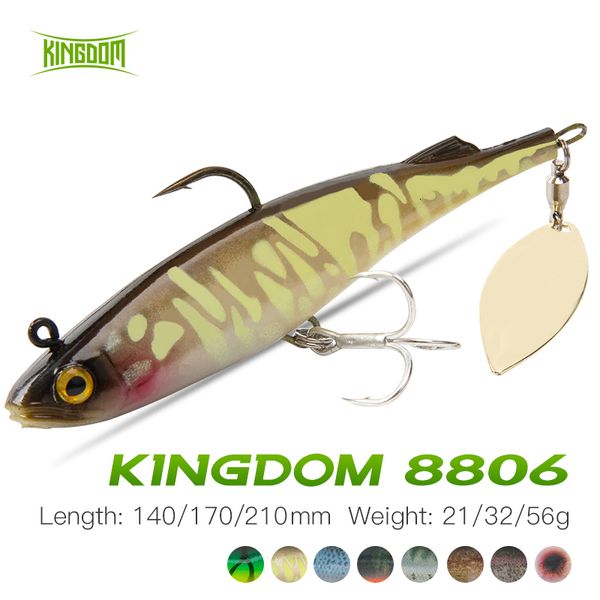 Esche Esche Kingdom Spinter Esca da pesca morbida 140170210mm PVC Affondante Swimbait con coda Spinner per luccio Stampa 3D Spinner per la pesca 230309