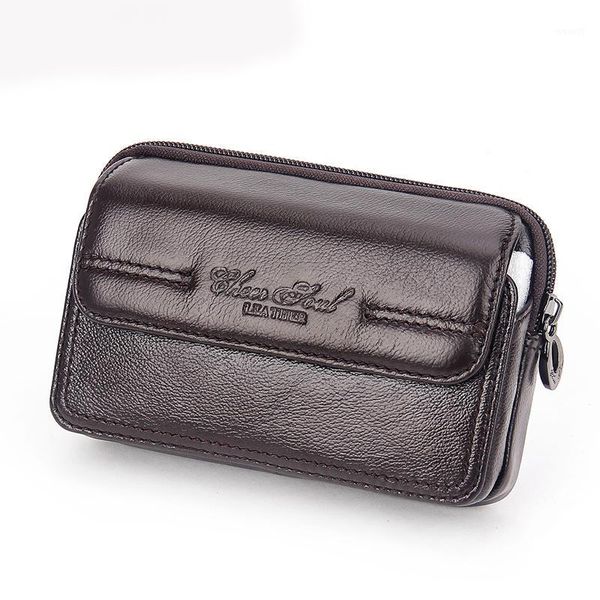 Bolsas de cintura Beltão de couro genuíno masculino Fanny bolsa bolso bolso de bolso macho Celas de gola móvel/capa de capa de celular/pacote de capa1