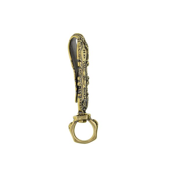 Anelli chiave fatti a mano in ottone vintage sottile piuma cinese cinese cintura cinghia tasto clip su portachiavi girate tinalistica take gancio fusta fob edc fai -da -da -te