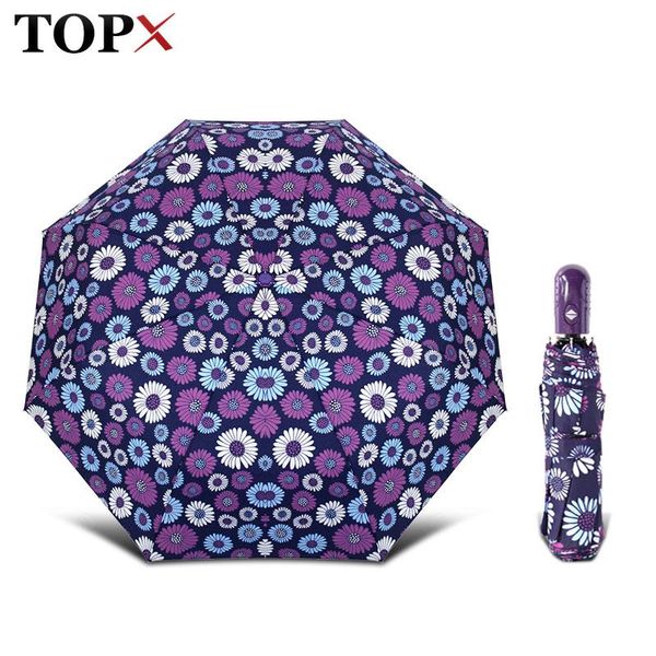 Ombrelli Creativo Piccolo Ombrello Completamente automatico Pioggia Donna Uomo Antivento 3 Pieghevole Mini Fiore Per Donna Uomo Regalo Ombrellone